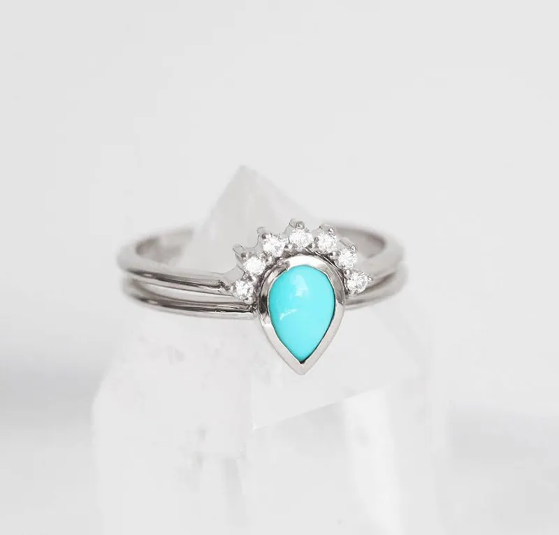 Turquoise Ring, Turquoise Ring Set vy 10