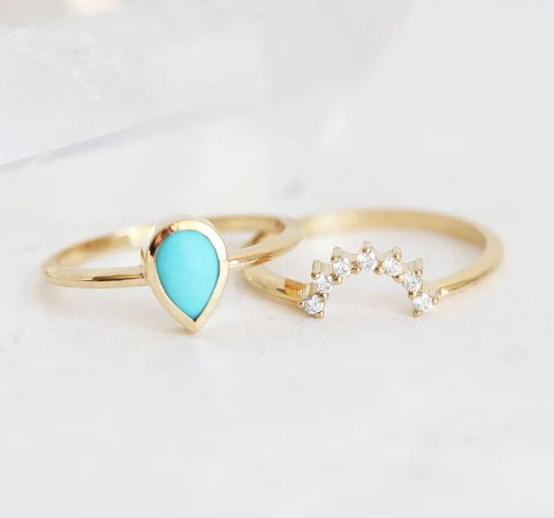Turquoise Ring, Turquoise Ring Set vy 2