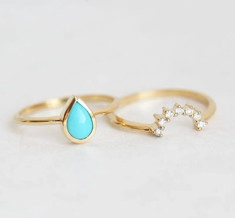 Turquoise Ring, Turquoise Ring Set vy 3