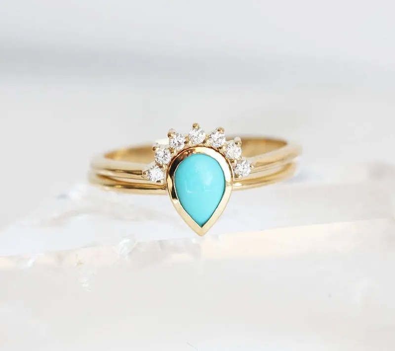 Turquoise Ring, Turquoise Ring Set vy 4