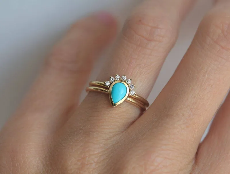 Turquoise Ring, Turquoise Ring Set vy 5