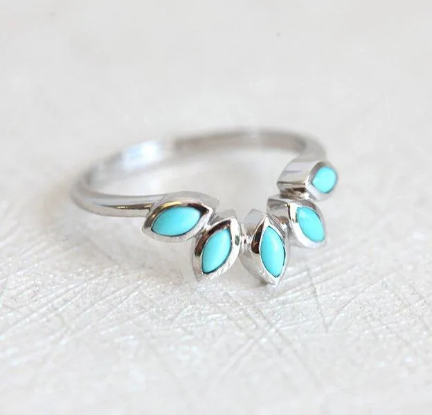 Turquoise Ring, Wedding Band view 2