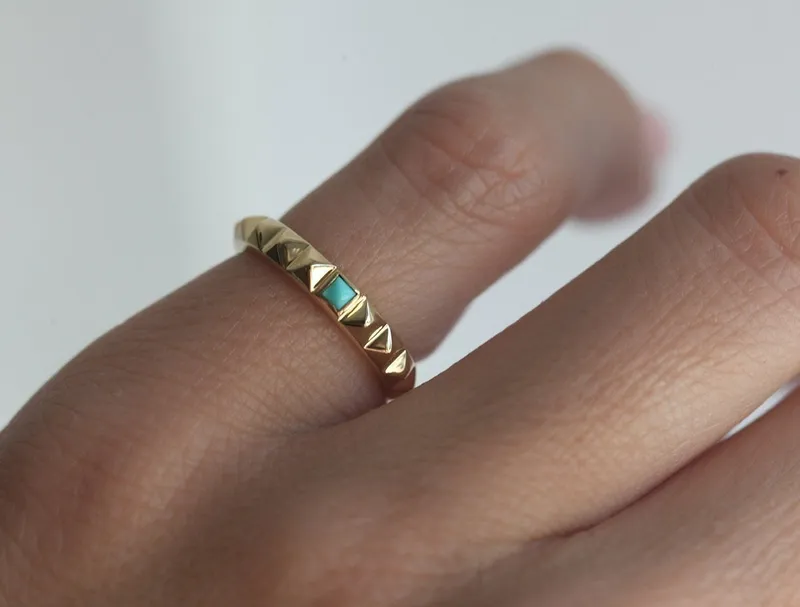 Turquoise Wedding Band, Turquoise Wedding Ring view 2