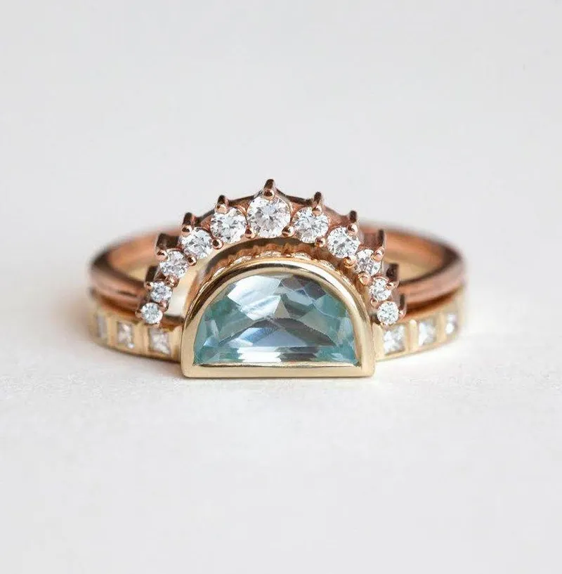 Ula Half Moon Aquamarine Ring view 2