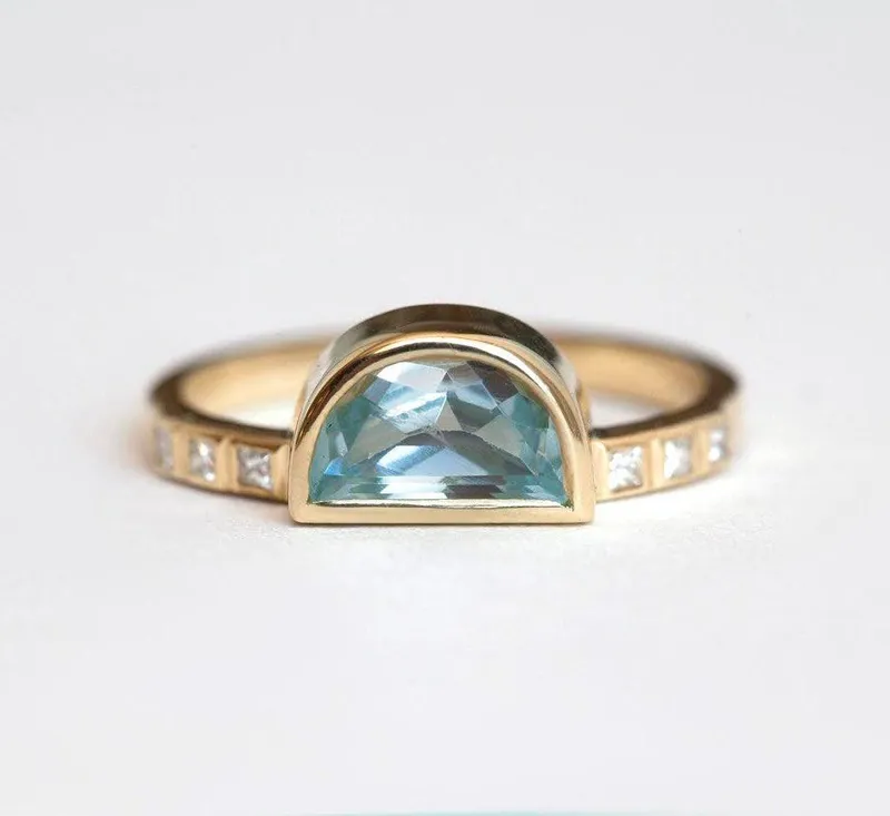 Ula Half Moon Aquamarine Ring view 3