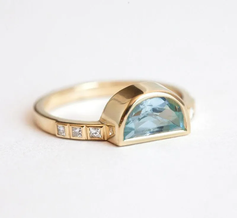 Ula Half Moon Aquamarine Ring view 4