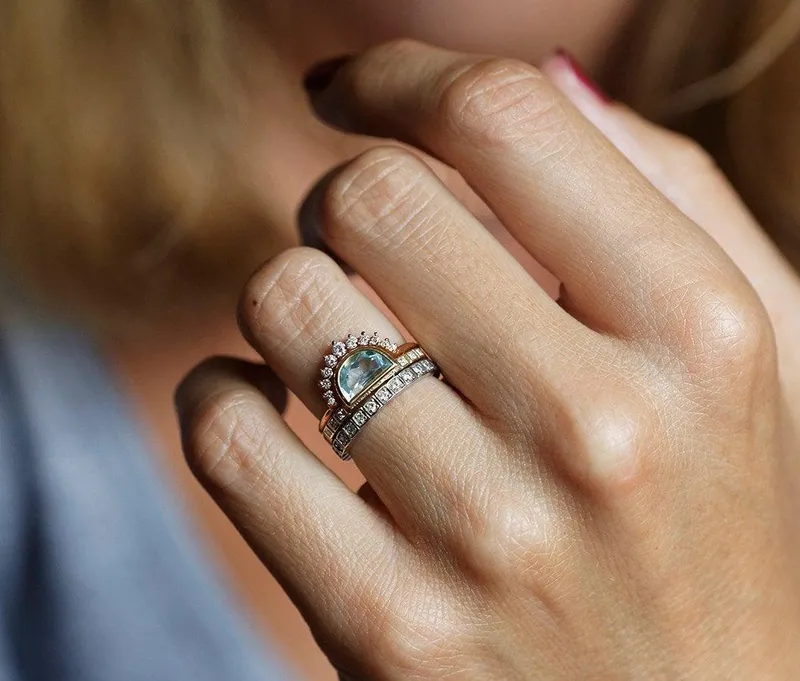 Ula Half Moon Aquamarine Ring view 5