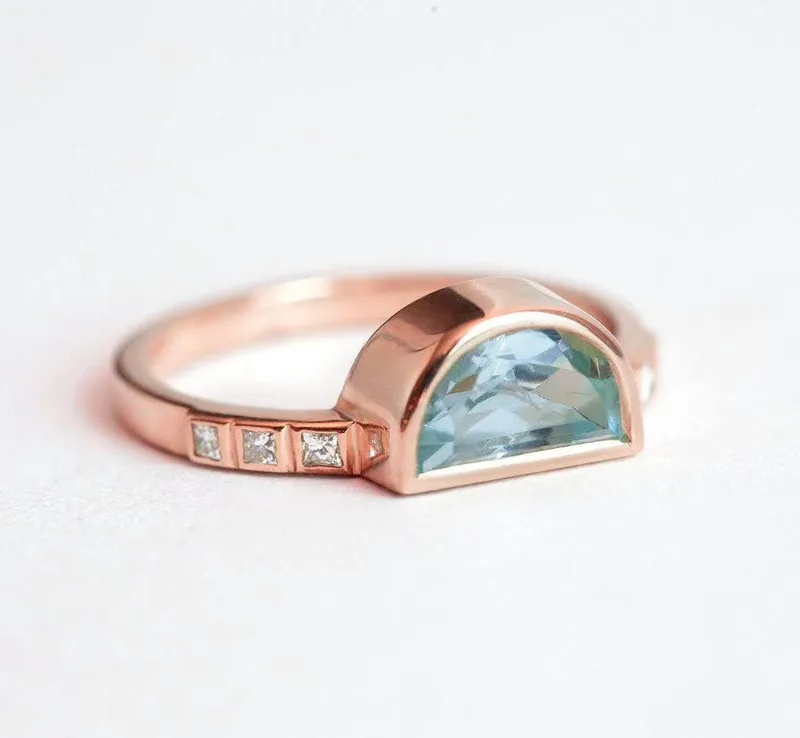 Ula Half Moon Aquamarine Ring view 6