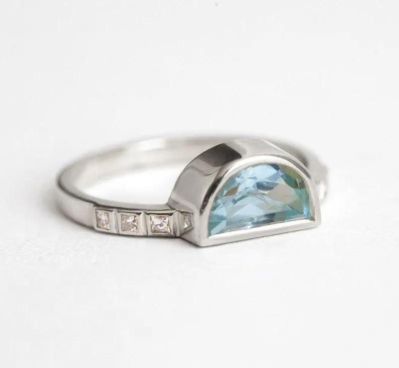Ula Half Moon Aquamarine Ring view 7