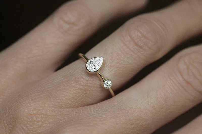 Unique Pear Diamond Ring, Diamond Engagement Ring view 3