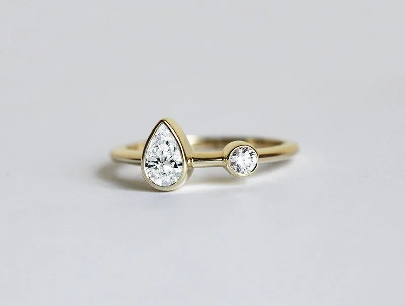Unique Pear Diamond Ring, Diamond Engagement Ring view 4