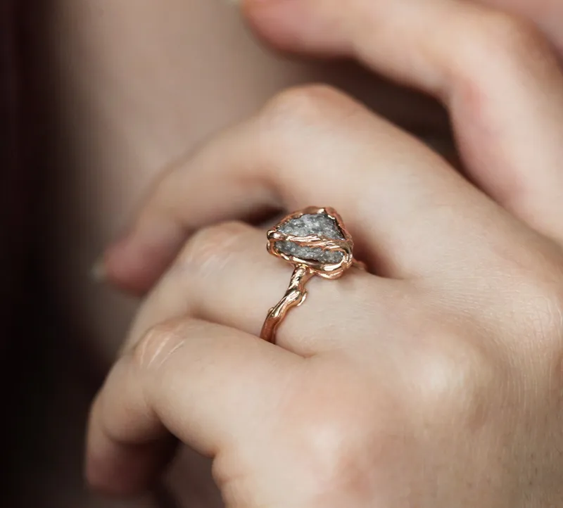 UNIQUE RAW DIAMOND RING, NATURAL DIAMOND RING vy 10