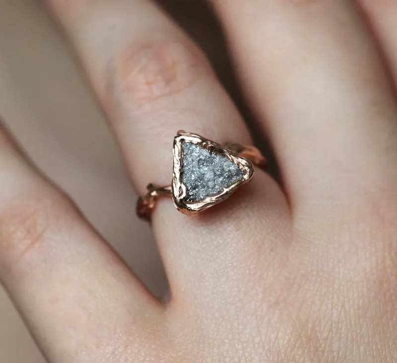 UNIQUE RAW DIAMOND RING, NATURAL DIAMOND RING vy 2