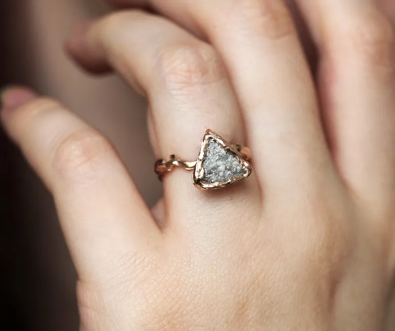 UNIQUE RAW DIAMOND RING, NATURAL DIAMOND RING vy 7
