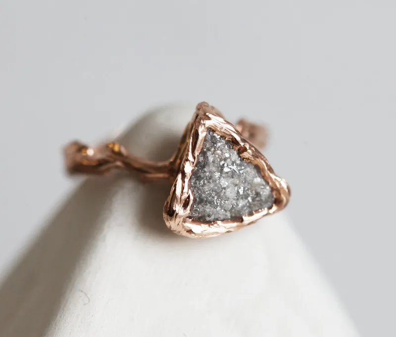 UNIQUE RAW DIAMOND RING, NATURAL DIAMOND RING vy 8