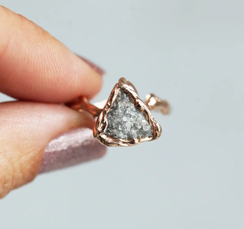 UNIQUE RAW DIAMOND RING, NATURAL DIAMOND RING vy 9