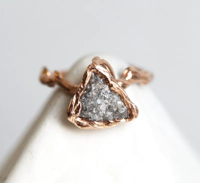UNIQUE RAW DIAMOND RING, NATURAL DIAMOND RING diamond engagement ring