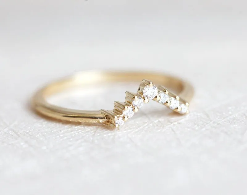 V Diamond Ring, Diamond Wedding Band vy 2