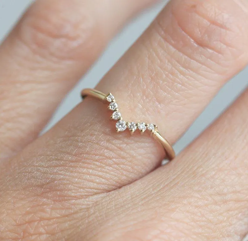 V Diamond Ring, Diamond Wedding Band vy 3