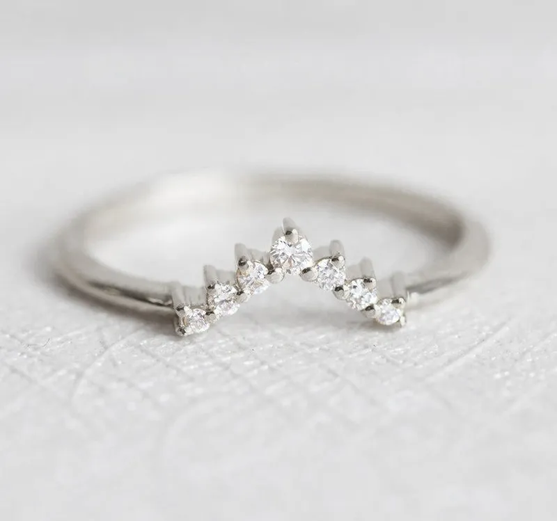 V Diamond Ring, Diamond Wedding Band vy 5