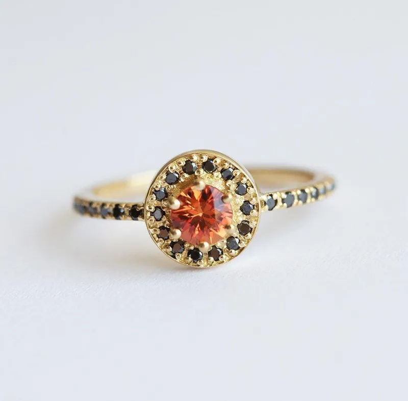 VALERIE ORANGE SAPPHIRE RING round cut engagement ring