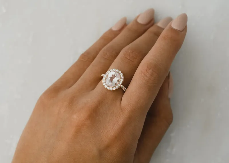GENEVIEVE pink oval cut engagement ring