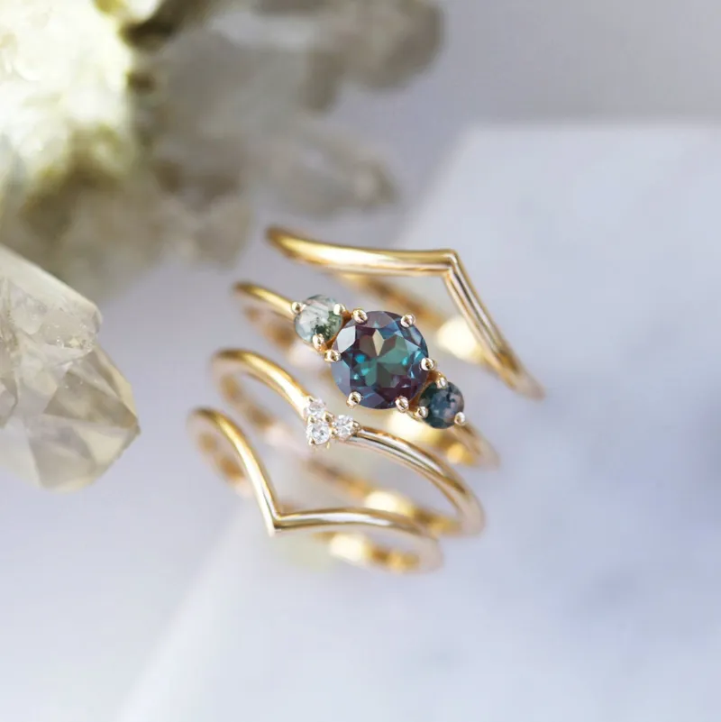 Vania Alexandrite Ring Set view 11