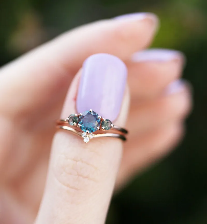 Vania Alexandrite Ring Set view 4