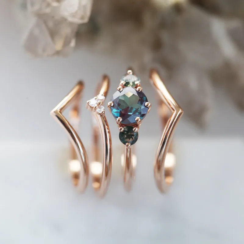 Vania Alexandrite Ring Set view 6
