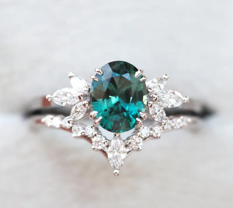 Vera Sapphire Diamond Engagement Ring Set view 3