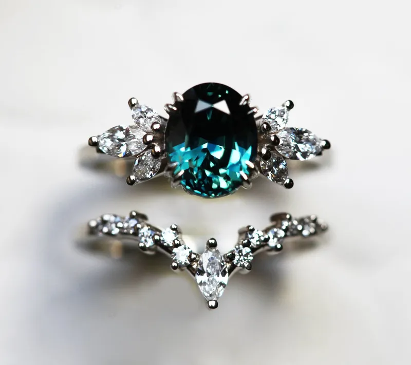 Vera Sapphire Diamond Engagement Ring Set view 4