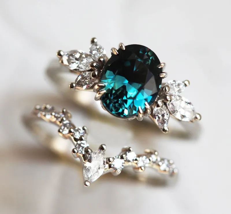 Vera Sapphire Diamond Engagement Ring Set view 5