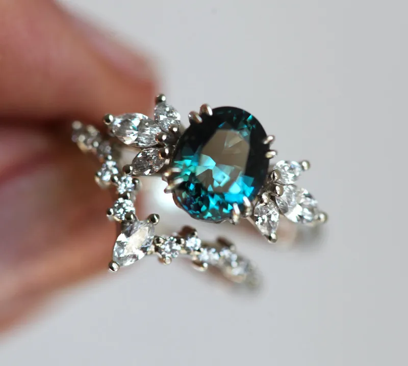 Vera Sapphire Diamond Engagement Ring Set view 6