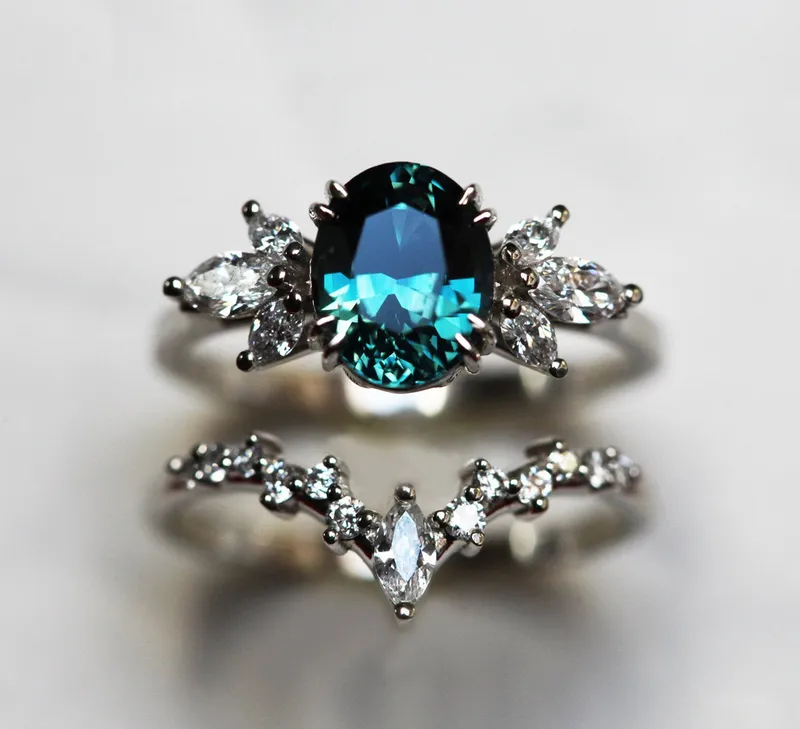 Vera Sapphire Diamond Engagement Ring Set view 7