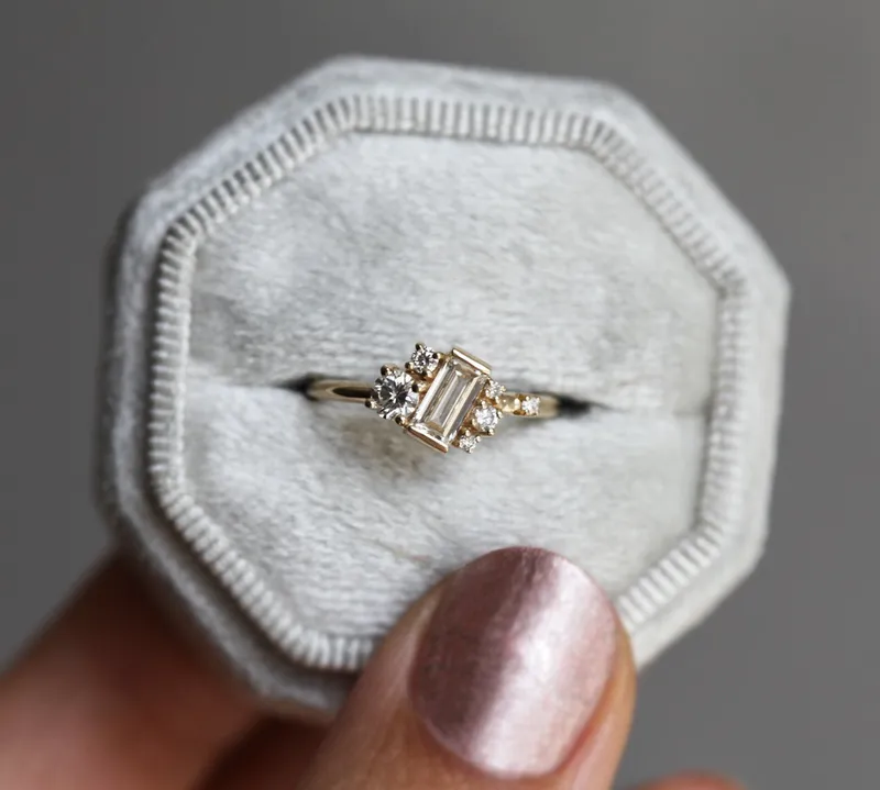 VERONICA BAGUETTE DIAMOND CLUSTER RING view 10