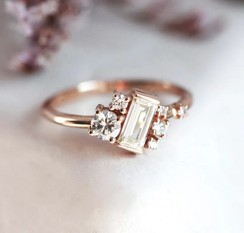 VERONICA BAGUETTE DIAMOND CLUSTER RING view 11