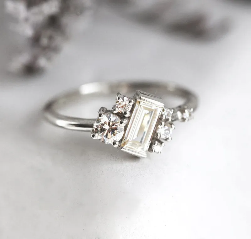VERONICA BAGUETTE DIAMOND CLUSTER RING view 12