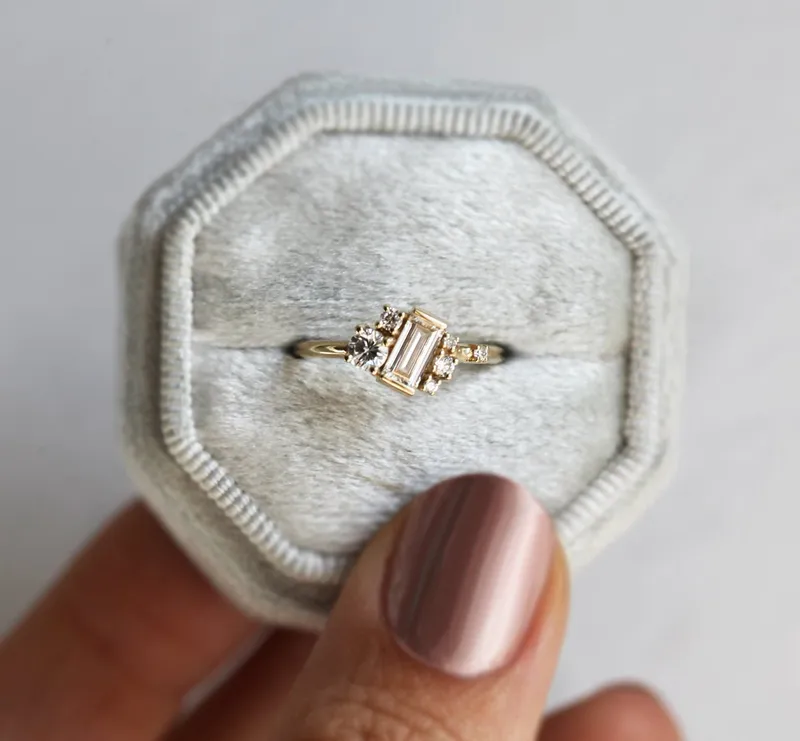 VERONICA BAGUETTE DIAMOND CLUSTER RING view 3