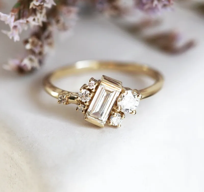 VERONICA BAGUETTE DIAMOND CLUSTER RING view 4