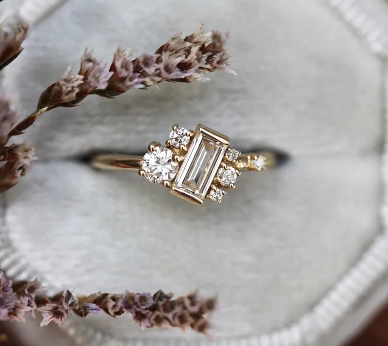 VERONICA BAGUETTE DIAMOND CLUSTER RING view 5