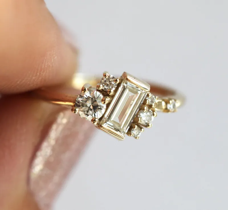VERONICA BAGUETTE DIAMOND CLUSTER RING view 6