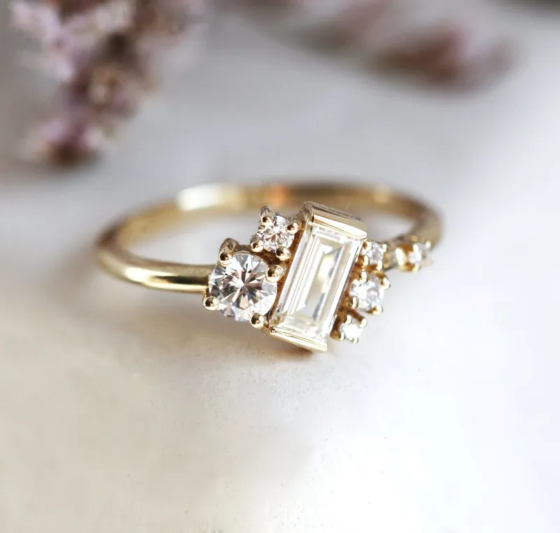 VERONICA BAGUETTE DIAMOND CLUSTER RING view 7