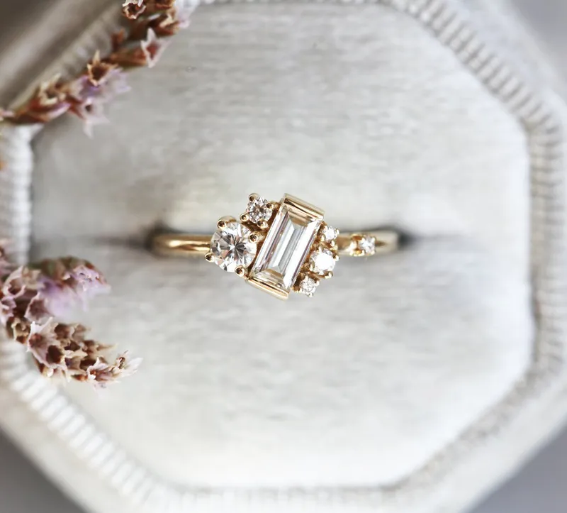 VERONICA BAGUETTE DIAMOND CLUSTER RING view 8