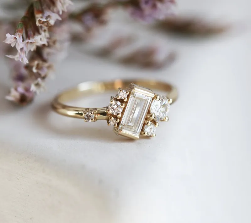 VERONICA BAGUETTE DIAMOND CLUSTER RING view 9