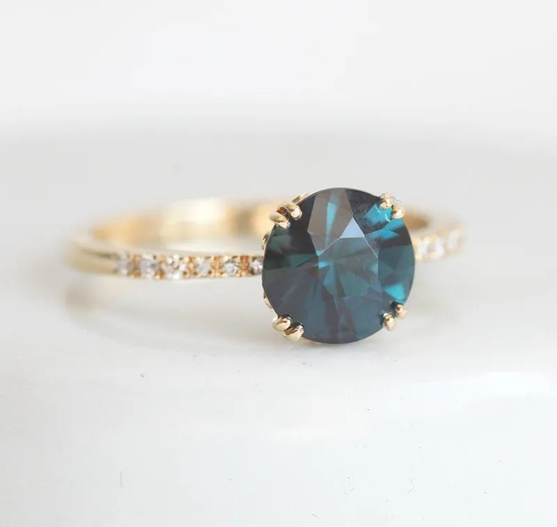 Vida Teal Sapphire Diamond Ring vy 5