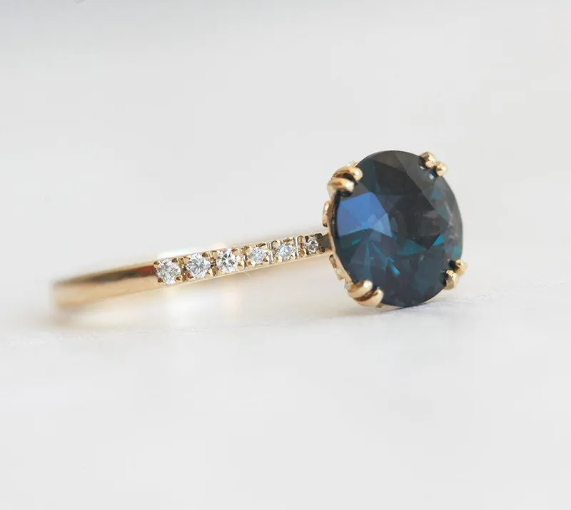 Vida Teal Sapphire Diamond Ring vy 6