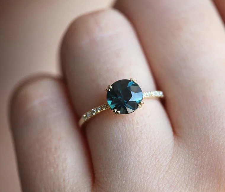 Vida Teal Sapphire Diamond Ring vy 7