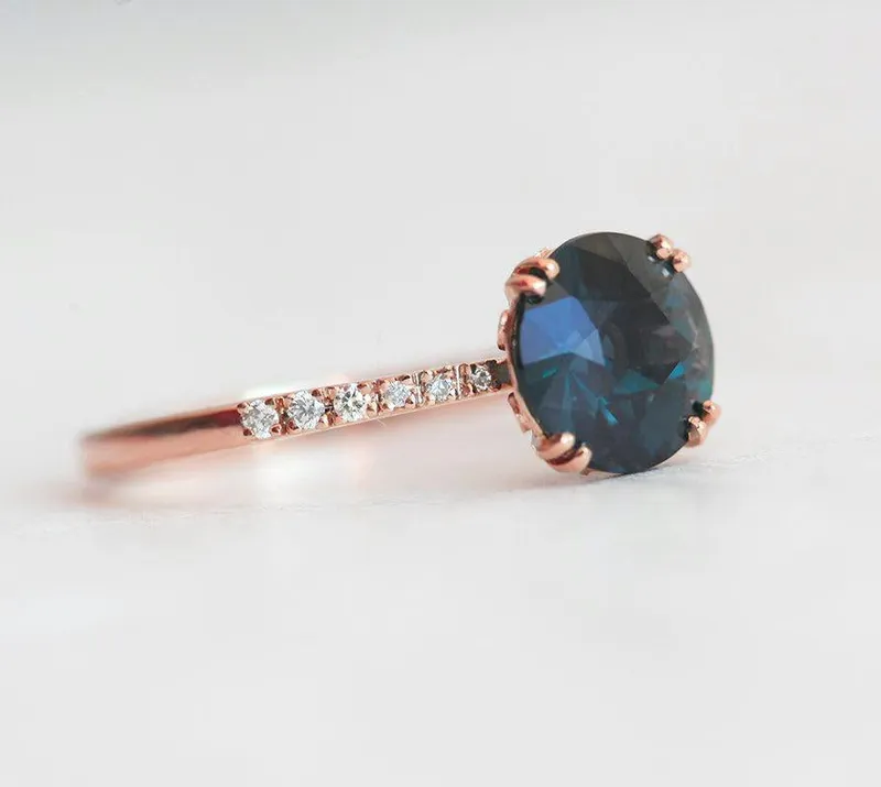 Vida Teal Sapphire Diamond Ring vy 9
