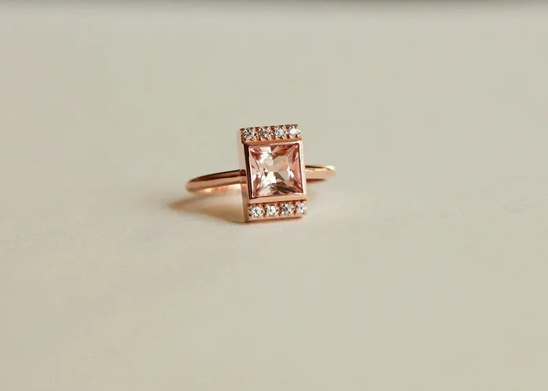 Vienna Princess Cut Morganite Ring vy 2