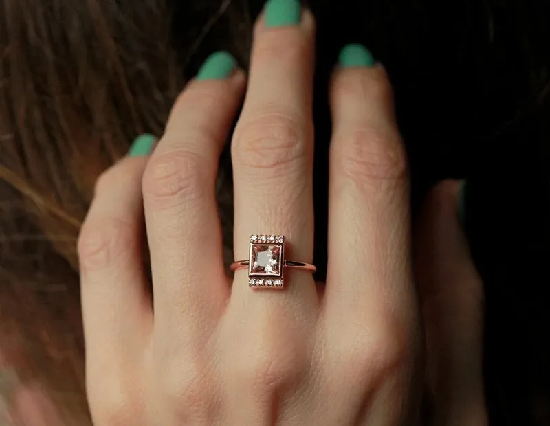 Vienna Princess Cut Morganite Ring vy 3